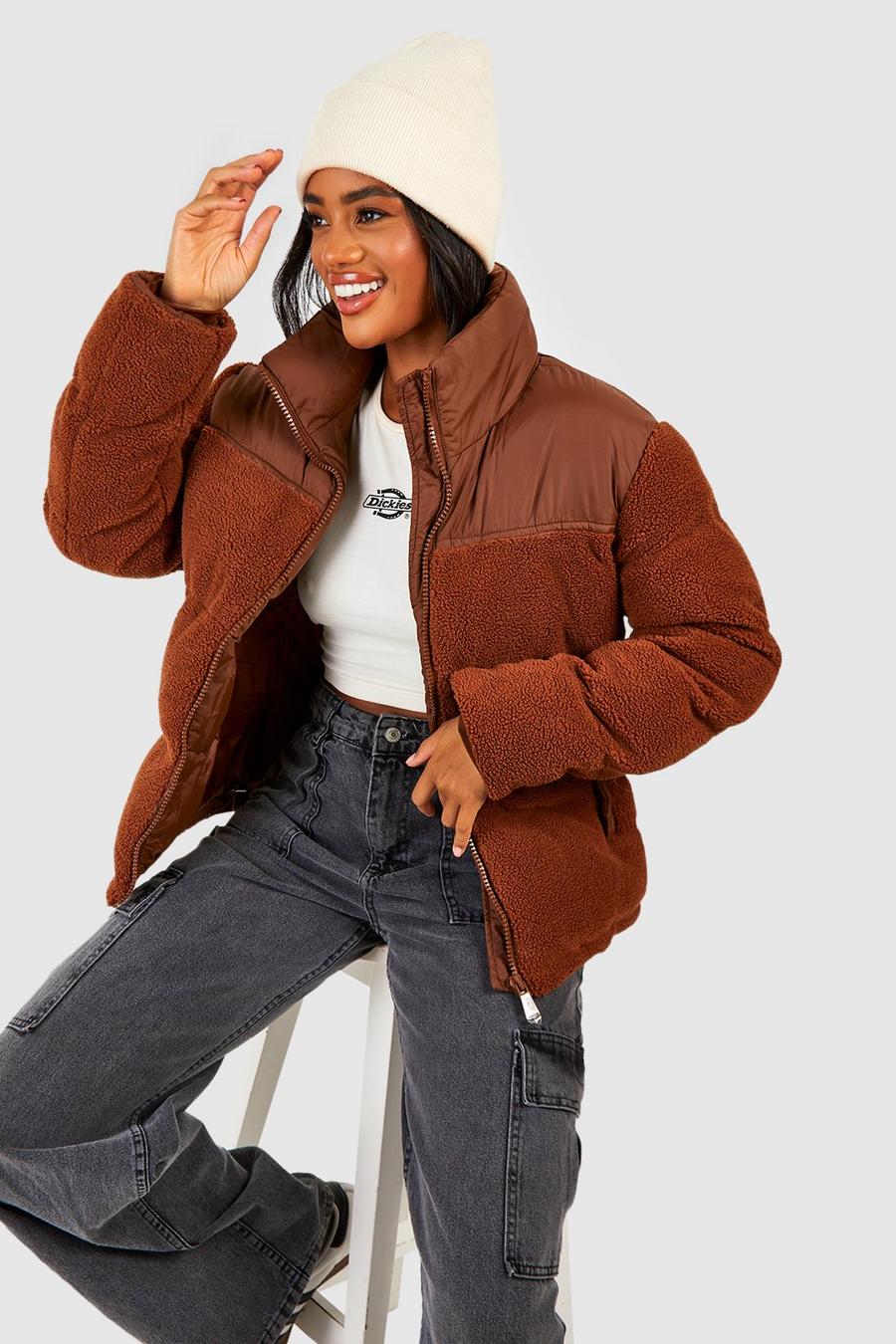 Borg Oversized Puffer Jacket | boohoo Borg Oversized Puffer Jacket | boohoo