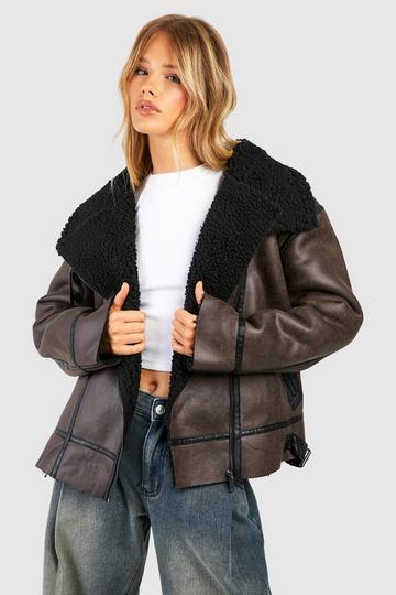 Aviator Jacket Met Nepwollen Voering taupe