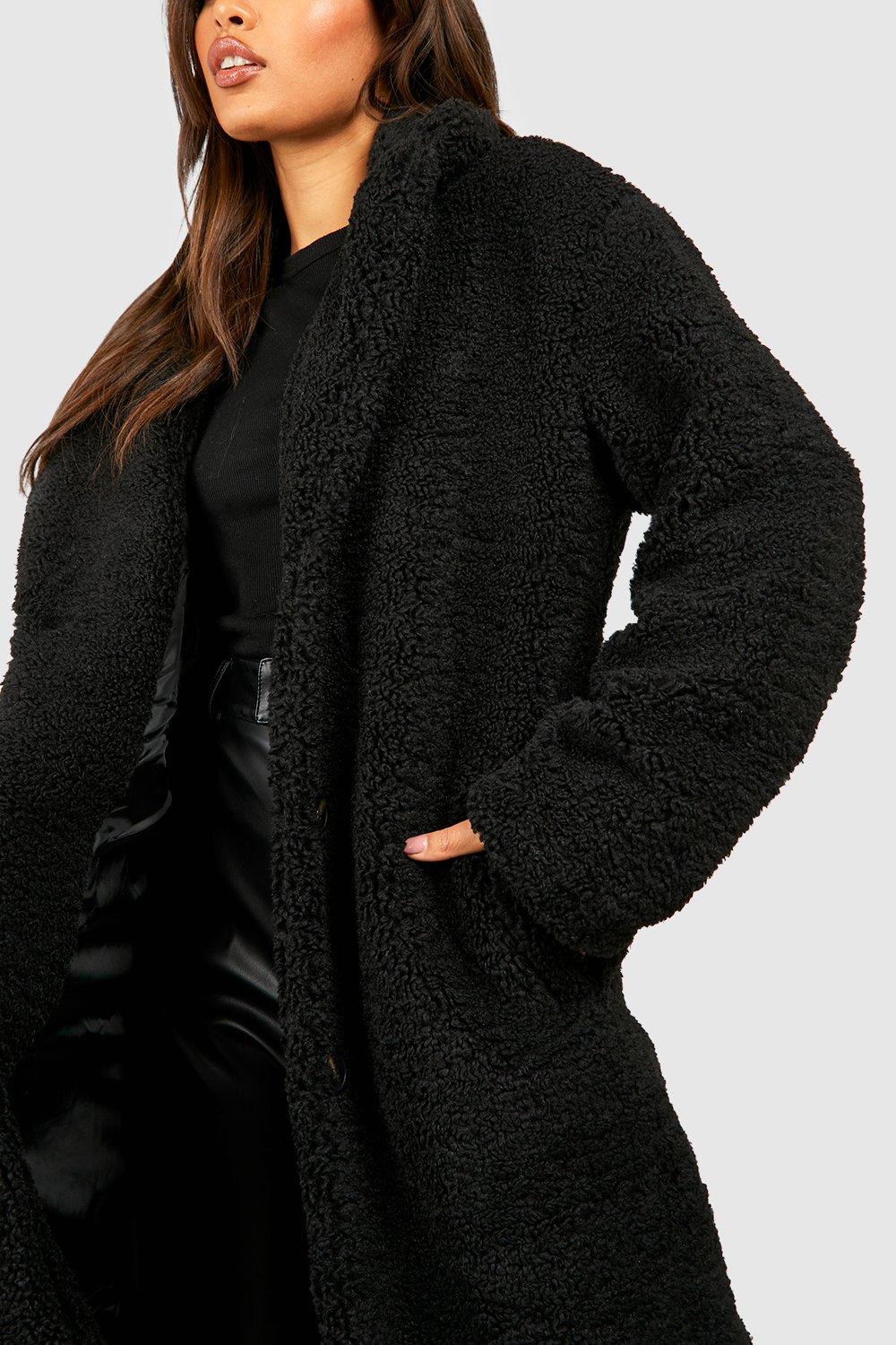 Longline Teddy Coat boohoo