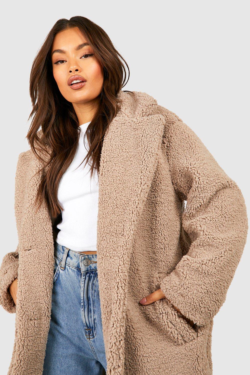 Boohoo pink 2024 teddy coat