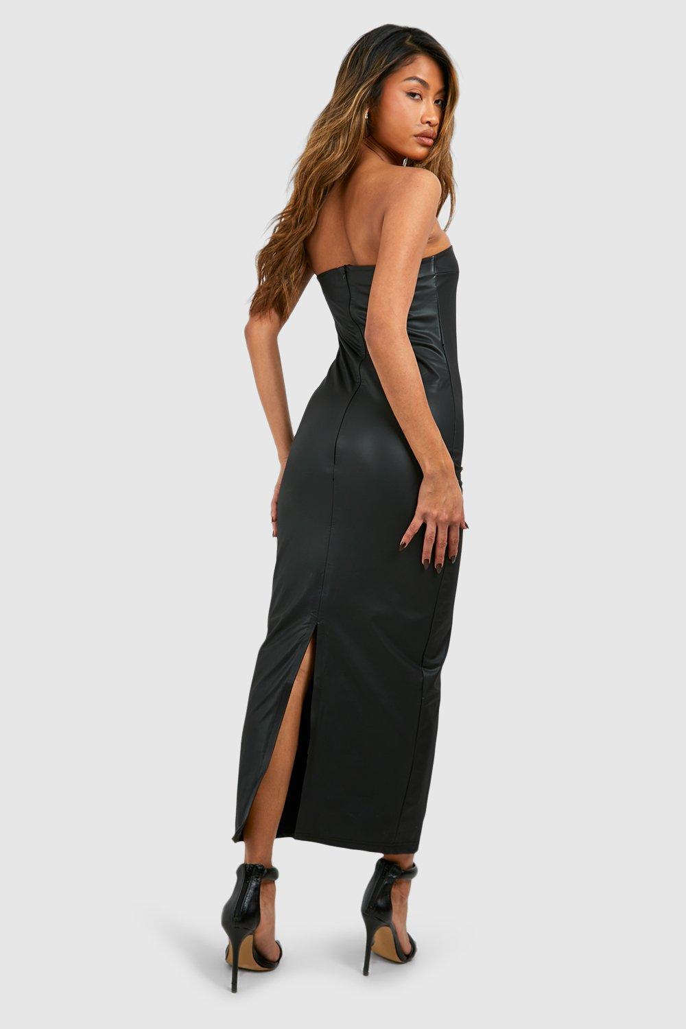 Boohoo black best sale leather dress