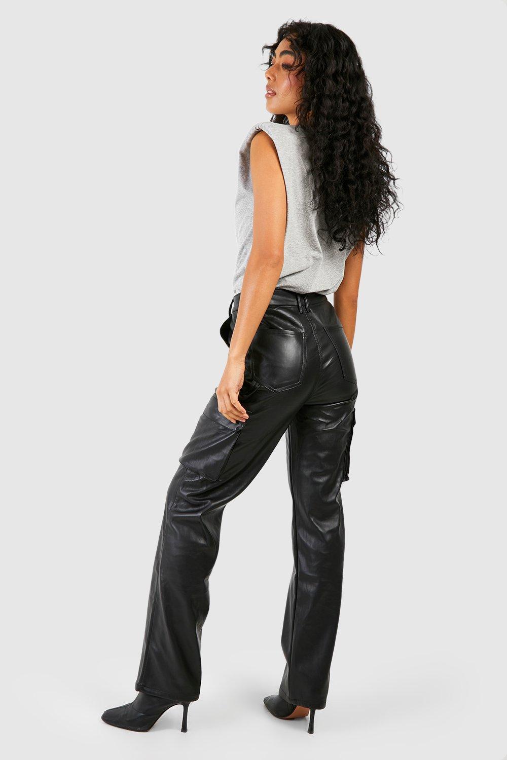 Leather-effect straight trousers - Woman