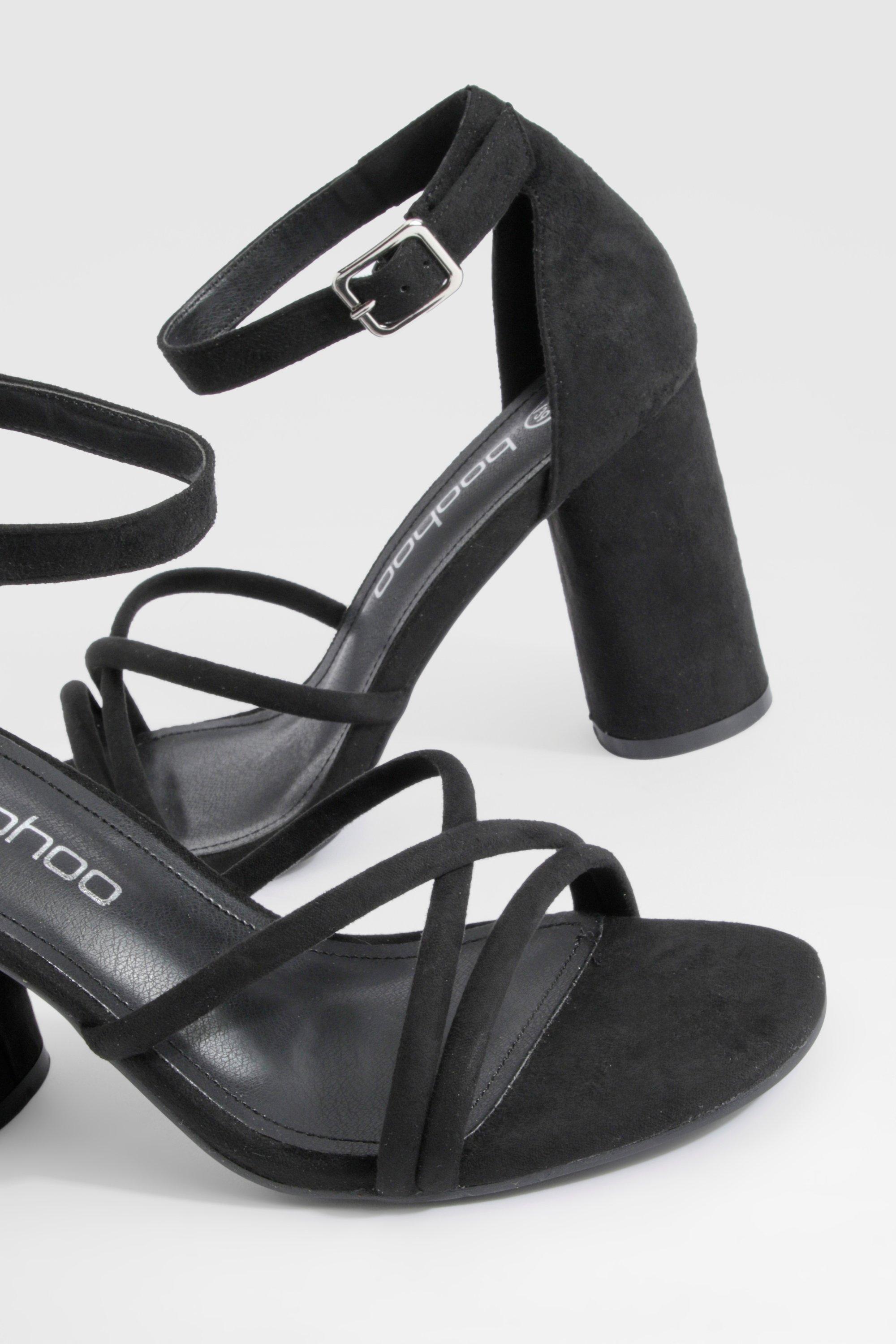 Rounded Heel Cross Strap Heels