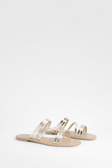 Wide Width Studded Sole Strappy Sandals gold