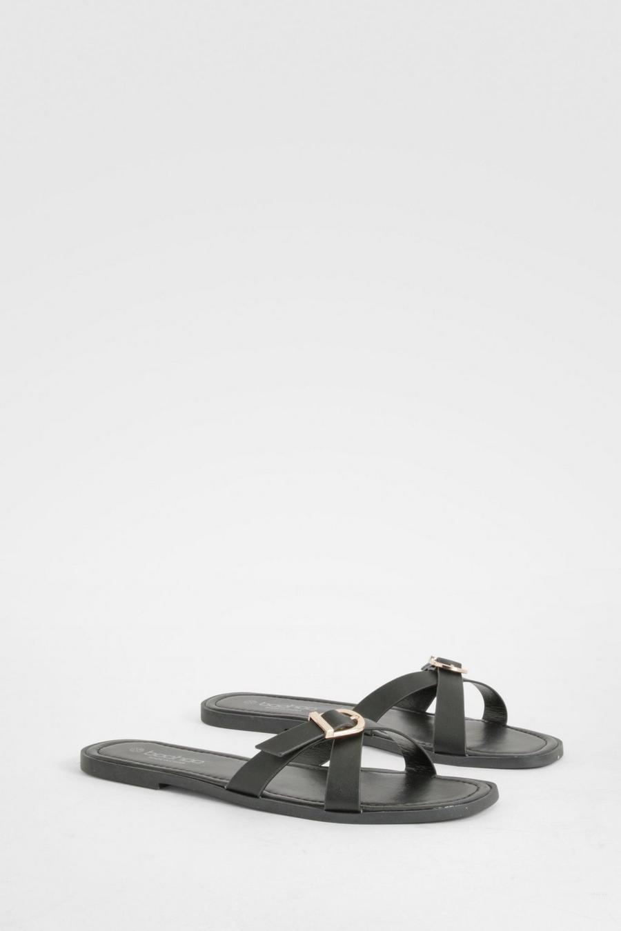 Überkreuzte Sandalen mit Schnalle, Black image number 1
