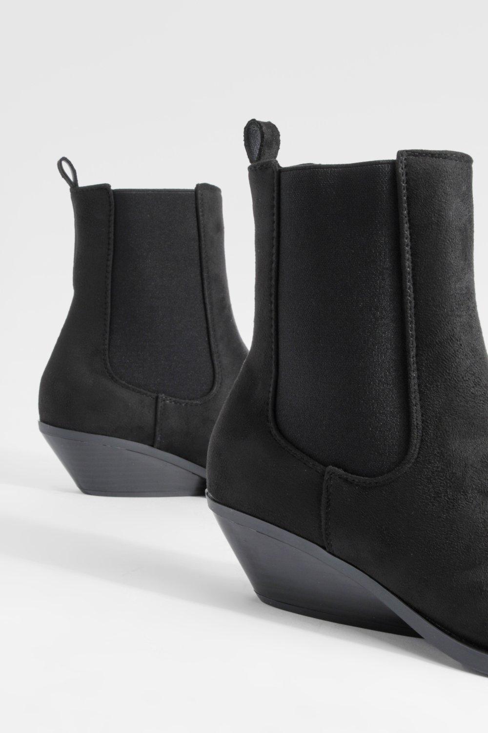 Long wedge cheap heel boots