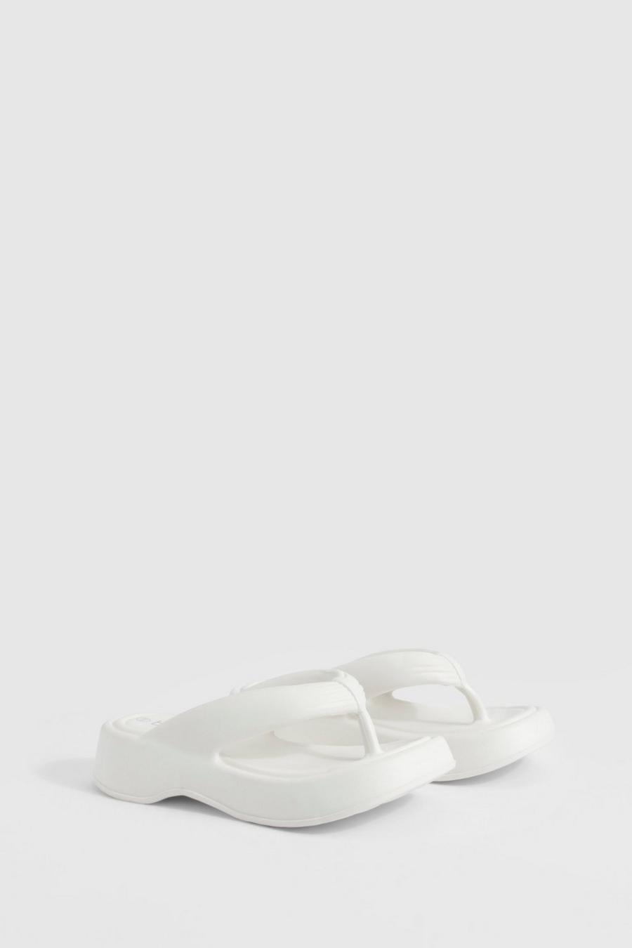 Sandales à plateforme et bout carré, White