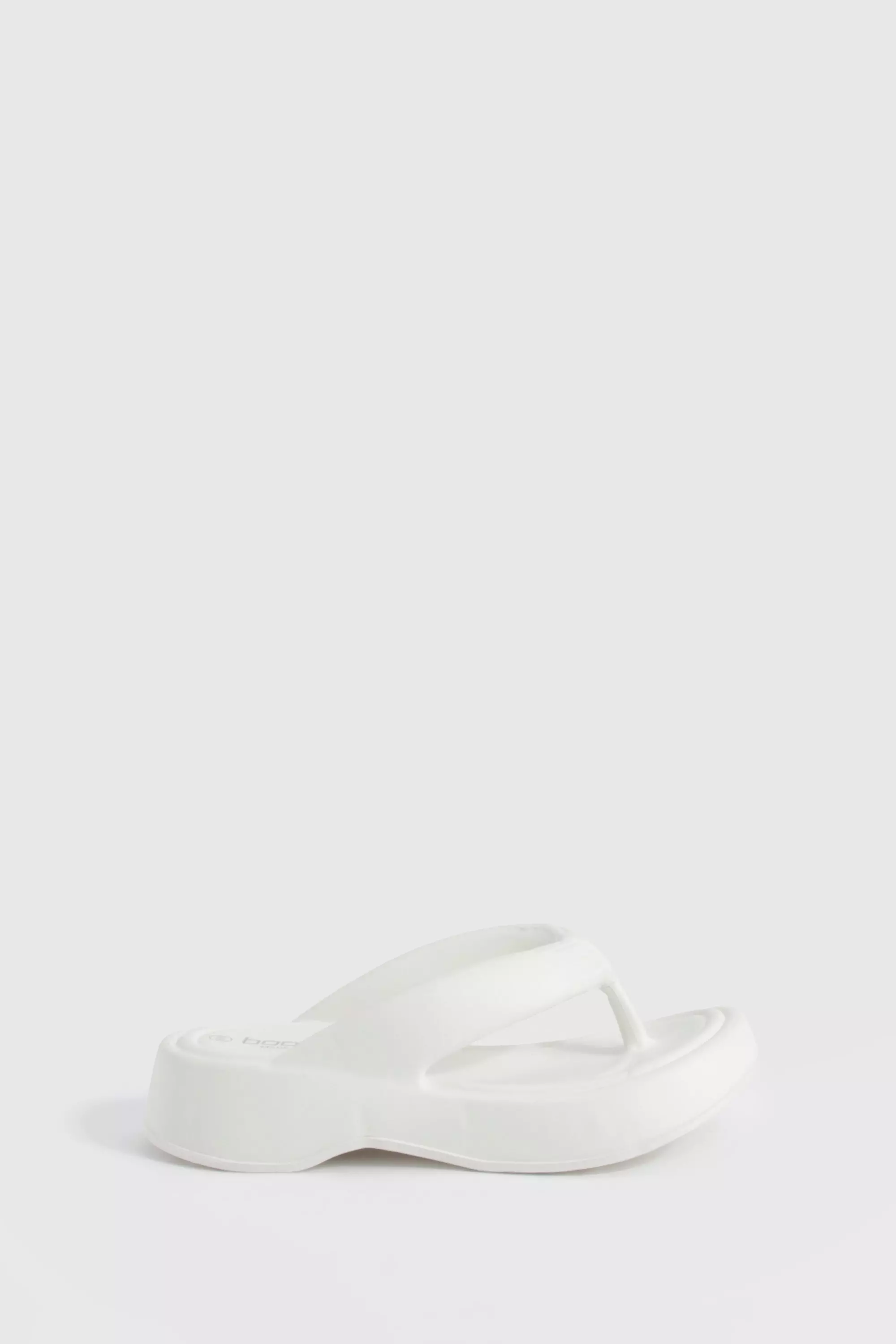 White  Chunky Platform Square Toe Flip Flops   alternative image