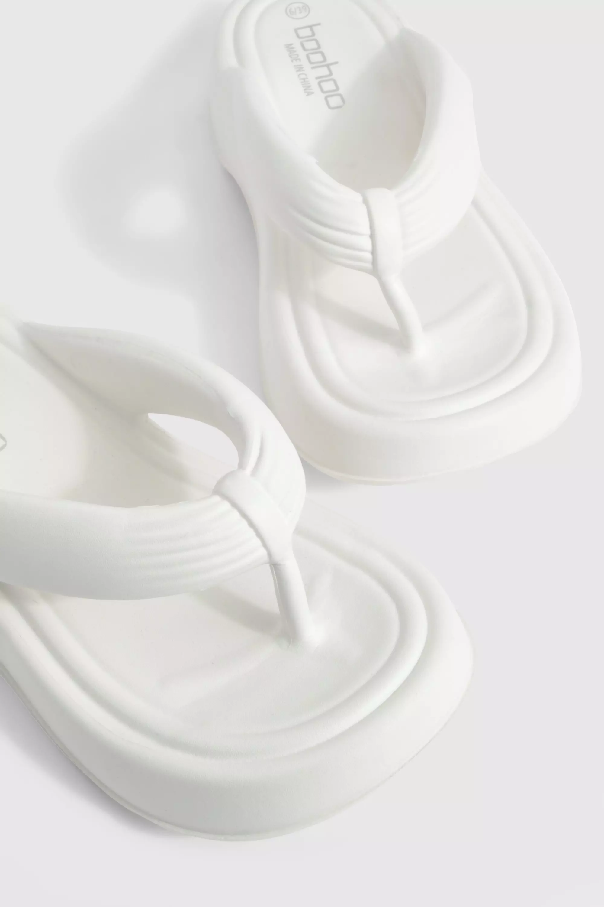 White  Chunky Platform Square Toe Flip Flops   alternative image