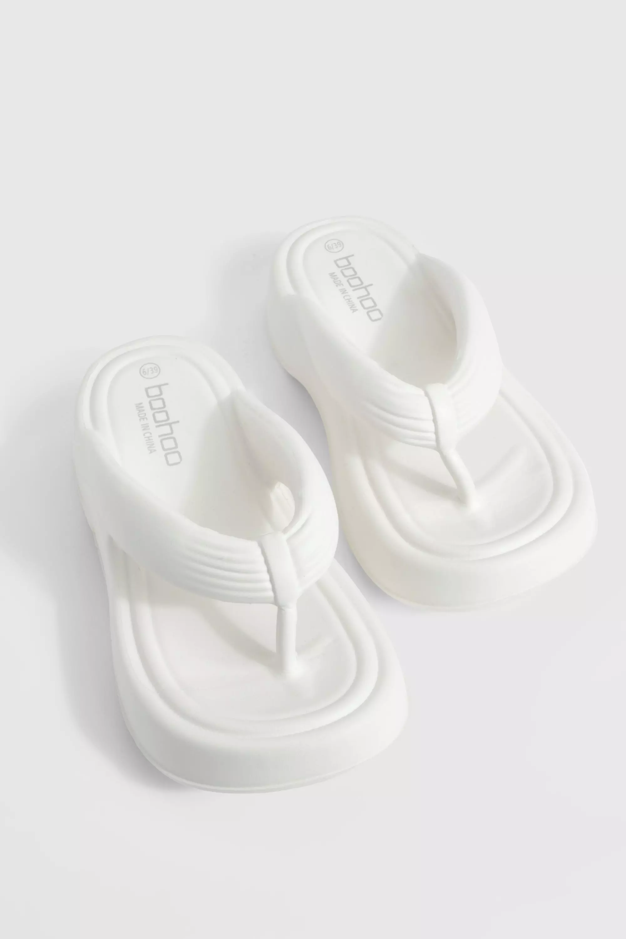 White  Chunky Platform Square Toe Flip Flops   alternative image