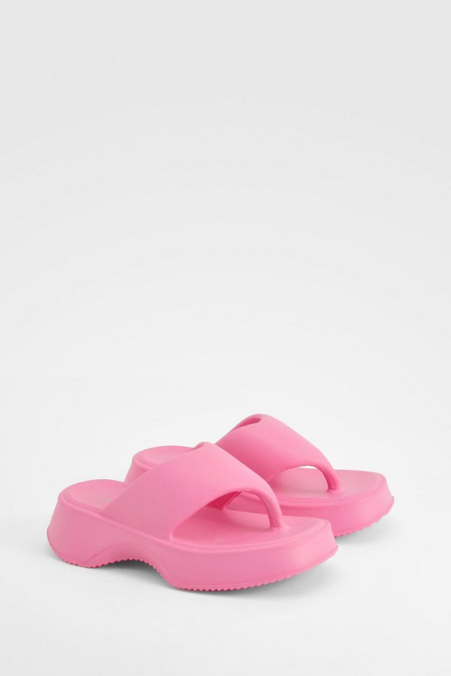 Hot pink  Chunky Platform Flip Flops   image number 1