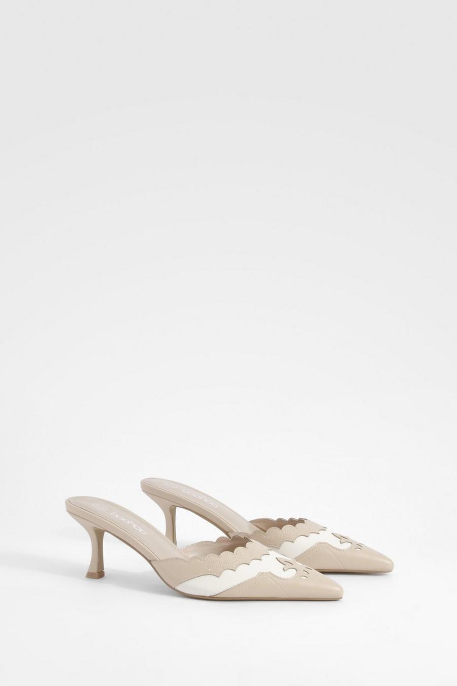 Nude Low Stiletto Contrast Detail Court Mules  