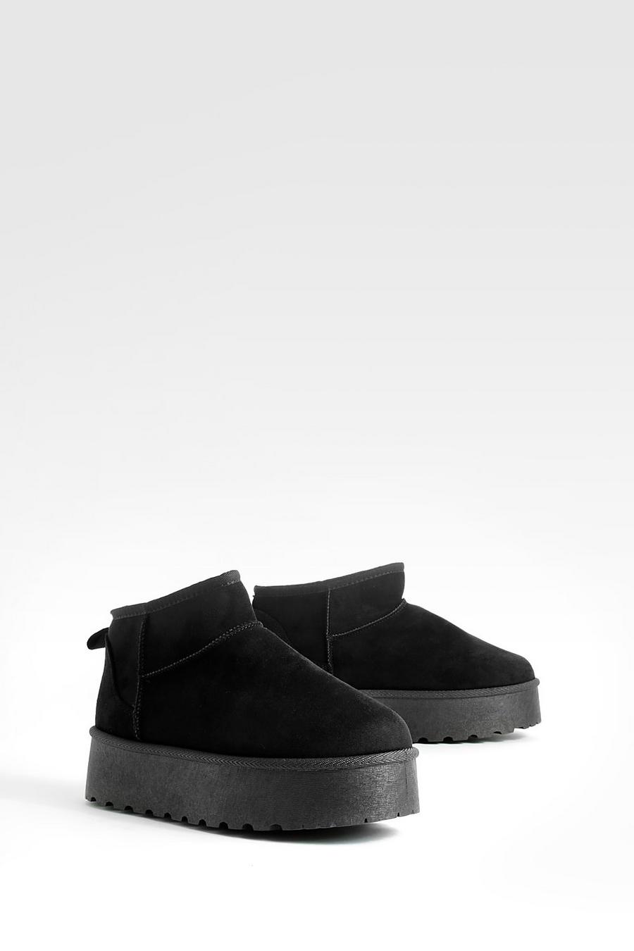Black Platform Mini Cosy Boots     