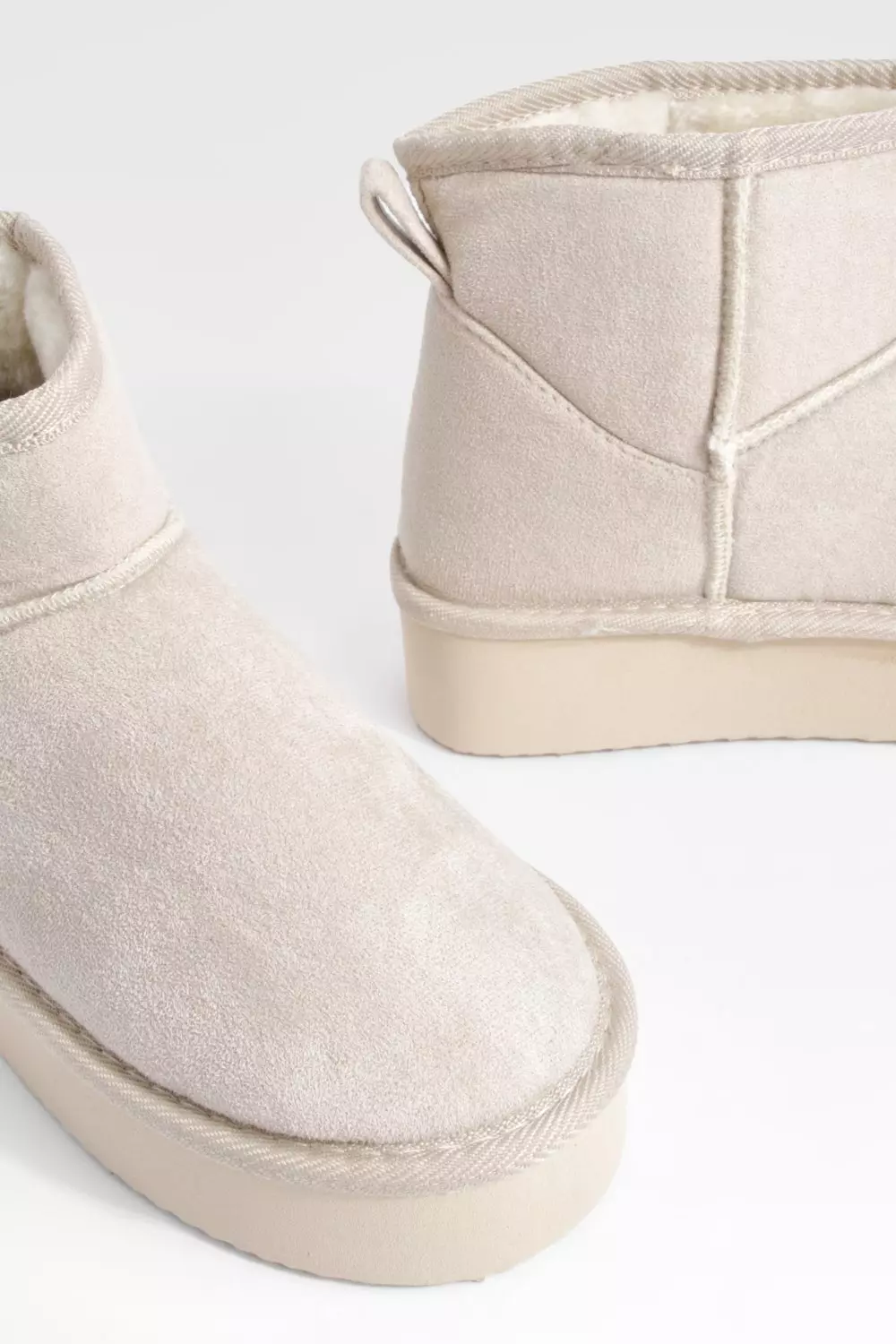 Ecru Platform Mini Cosy Boots     alternative image