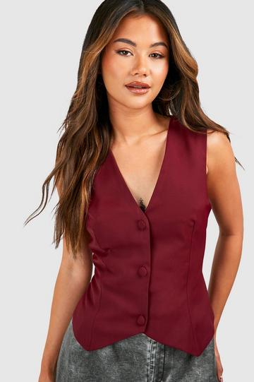 Tailored Woven Vest cherry