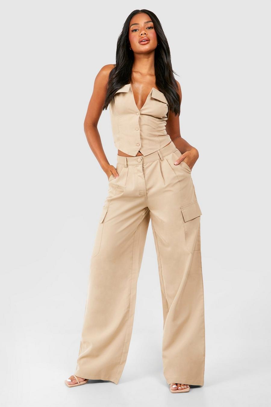 Stone Wide Leg Cargo Pants image number 1