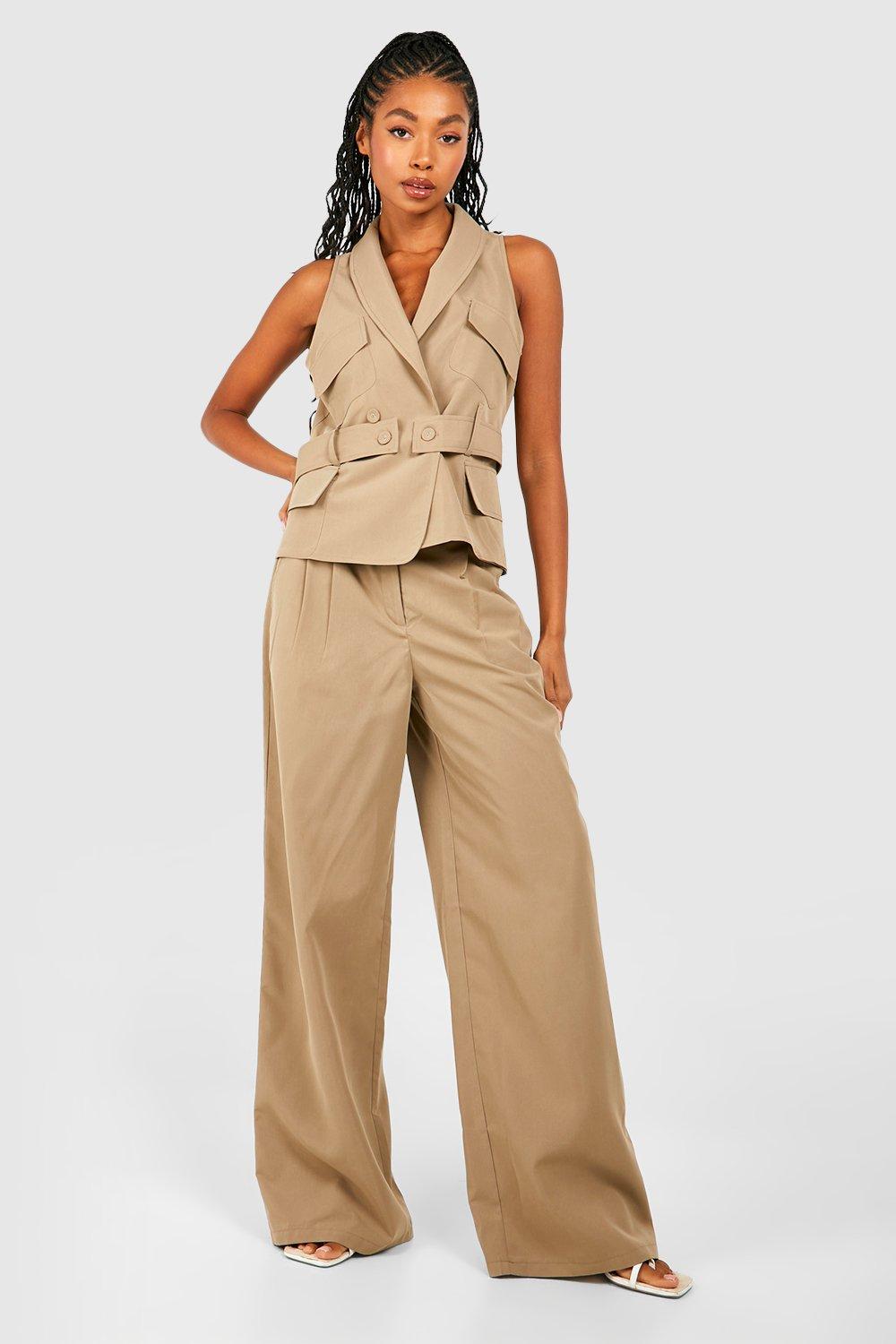 Pleat Front Wide Leg Dress Pants | boohoo USA Pleat Front Wide Leg Dress Pants | boohoo USA