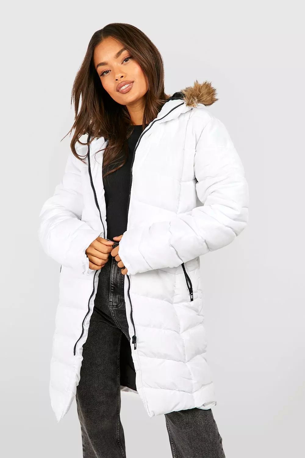 Faux fur panelled jacket best sale