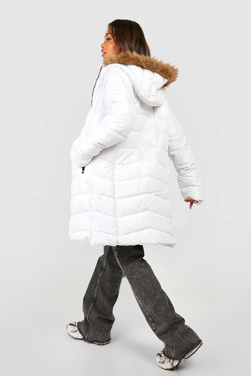 Faux fur sale hooded panelled parka