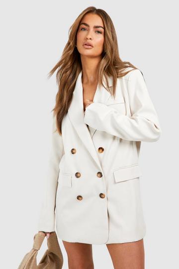 Ecru White Double Breasted Mansy Blazer Dress