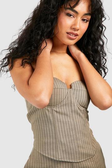 Linen Look Sweetheart Bandeau Corset taupe