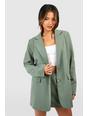 Khaki Single Breasted Relaxed Fit Tailored Blazer