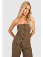 Chocolate Mock Horn Button Front Cami Vest
