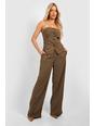 Chocolate Pleat Front Wide Leg Tailored Trousers