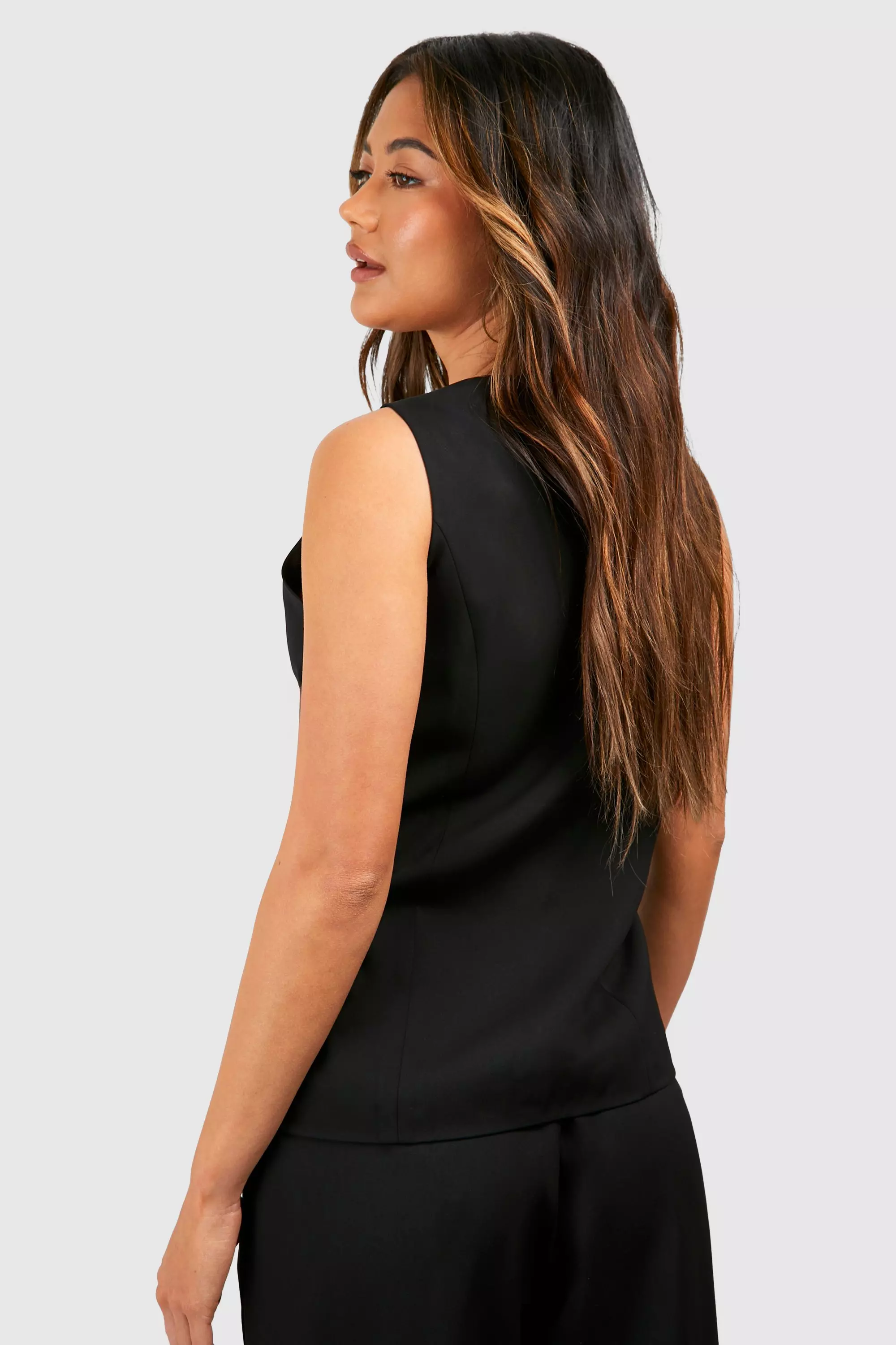 Black Asymmetric Mock Horn Waistcoat alternative image