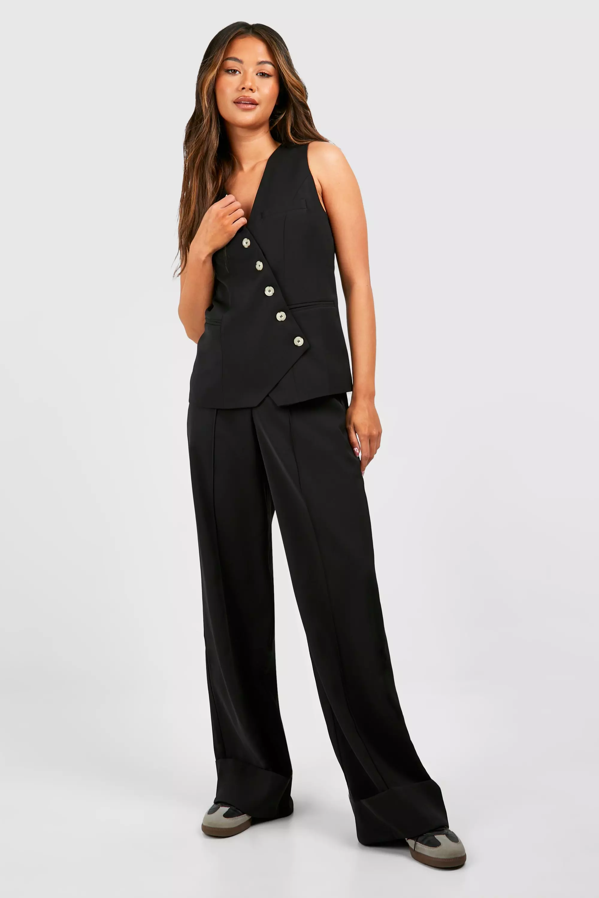 Black Asymmetric Mock Horn Waistcoat alternative image