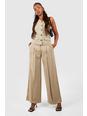 Mocha Pleat Front Relaxed Fit Tailored Trousers