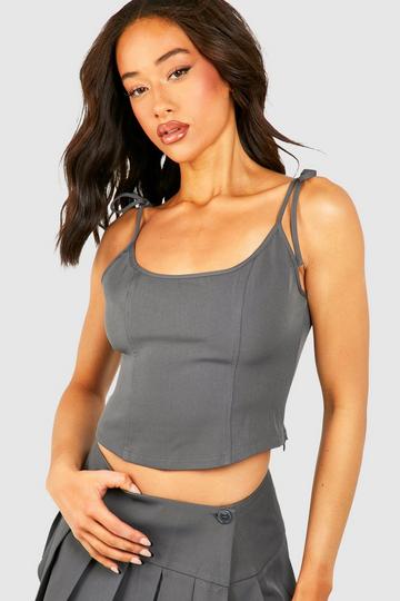 Tie Shoulder Seam Detail Cami charcoal