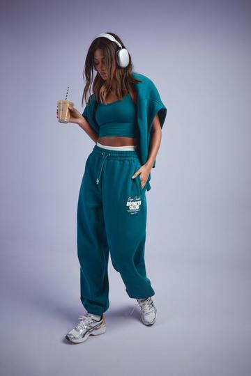 Teal Green Dsgn Studio Sport Bubble Slogan Cuffed Oversized Jogger