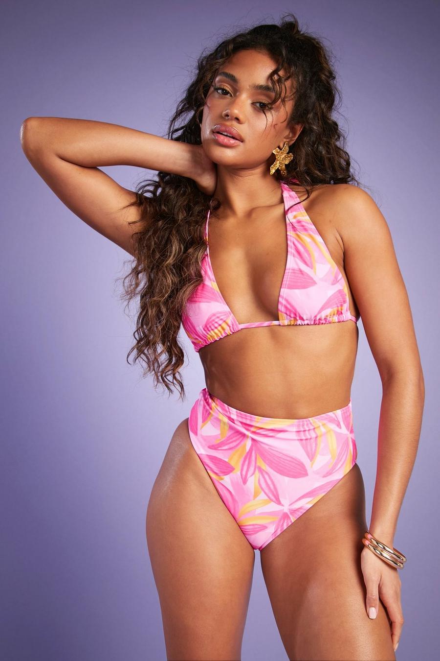 Mix & Match Bikinihose mit hohem Bund, Pink image number 1