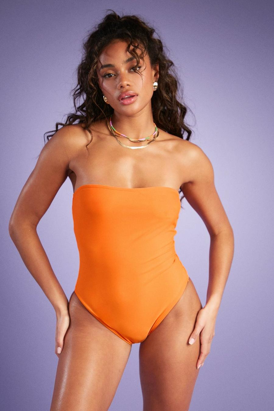 Costume intero a fascia Mix & Match, Orange