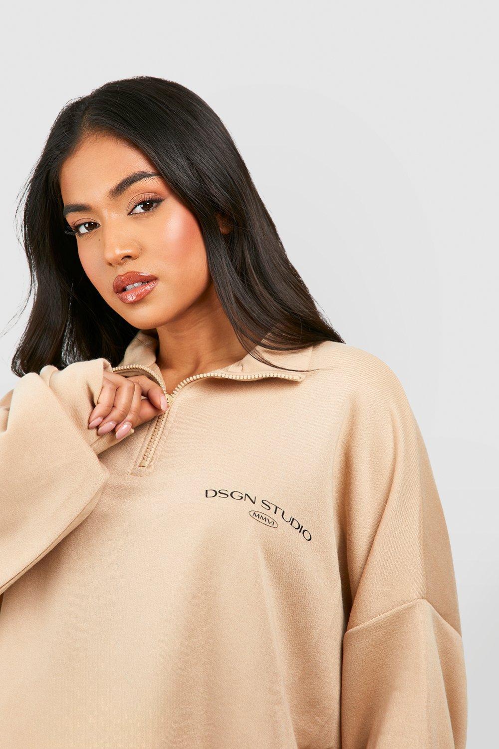 Half zip best sale sweatshirt boohoo