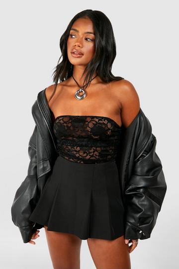 Lace Ruched Tube Top black