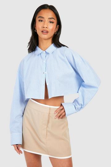 Petite Korte Gestreepte Blouse blue