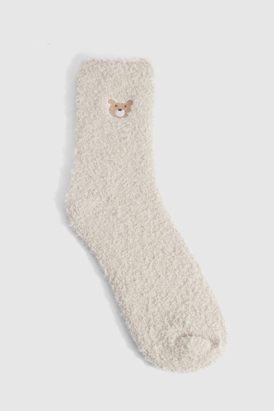 Brown Teddy Bear Fluffy Socks image number 1