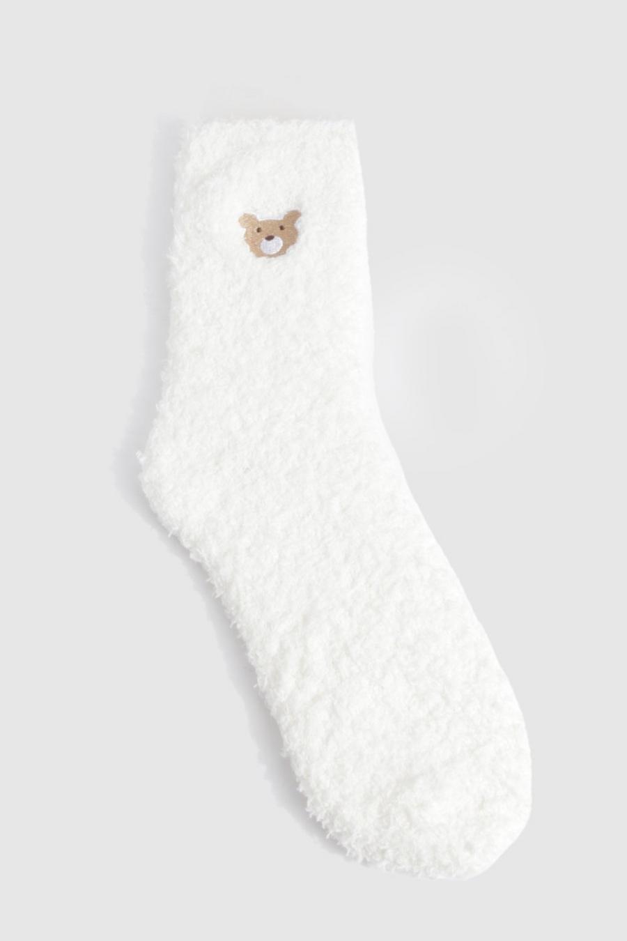 Flauschige Teddy-Socken, Ivory image number 1