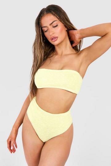 Yellow Premium Crinkle High Waisted Bikini Brief