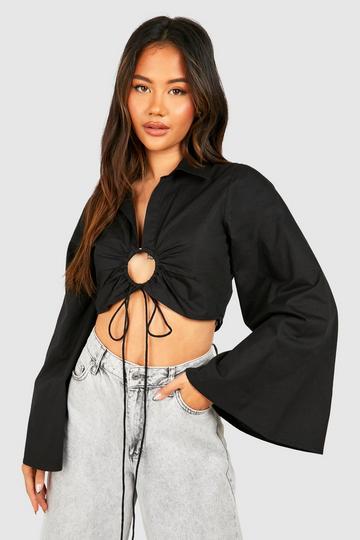 Black Crop Ring Ruche Shirt