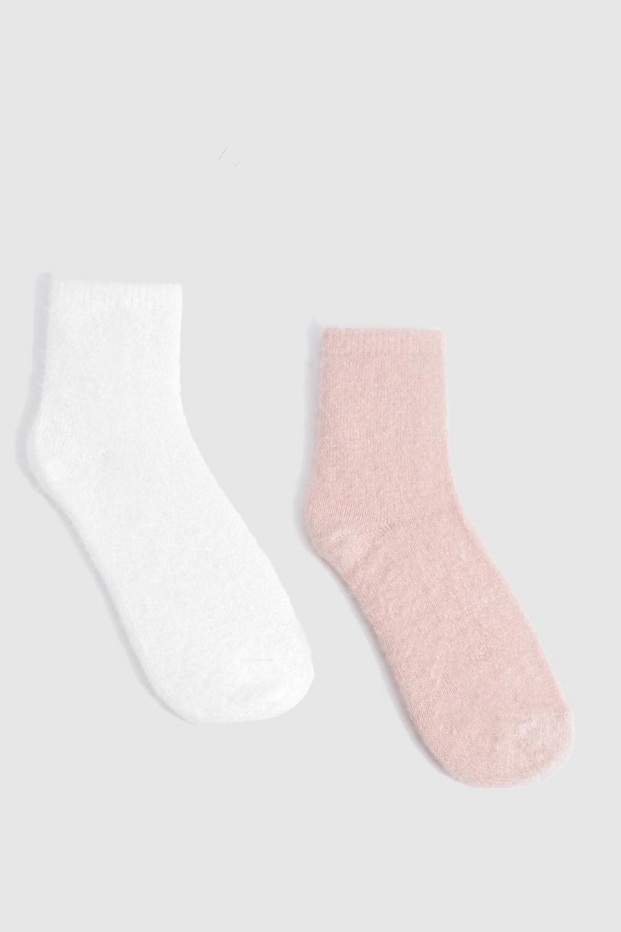 Nude Two Pack Fluffy Socks image number 1