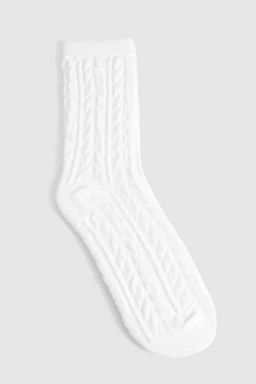 Cable Knit Cosy Socks ivory