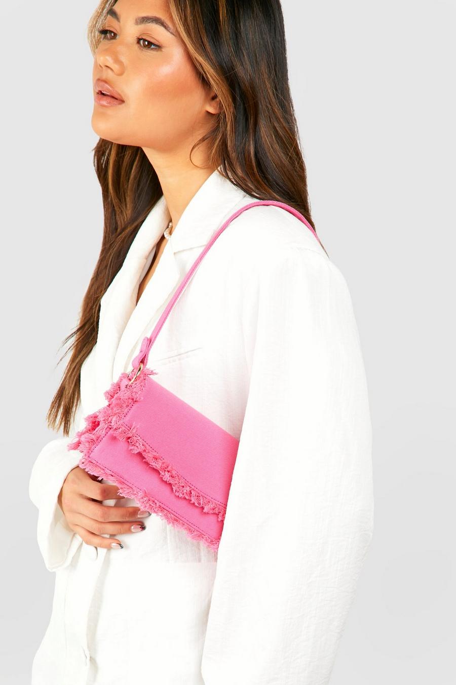 Pink Frayed Edge Shoulder Bag image number 1
