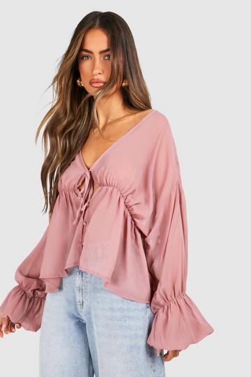 Sheer Gathered Blouse rose