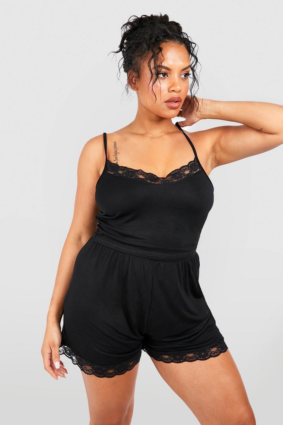 Black Plus Peached Cami And Short Set image number 1