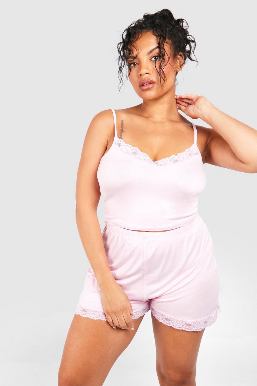 Unique Bargains Women's Plus Size 2 Piece Lace Polka Dots Matching