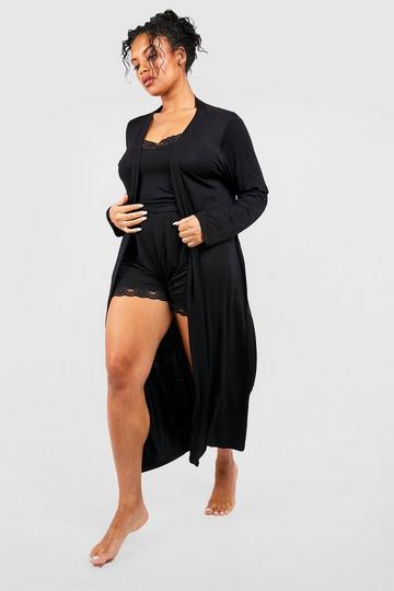 Plus Peached Dressing Gown black