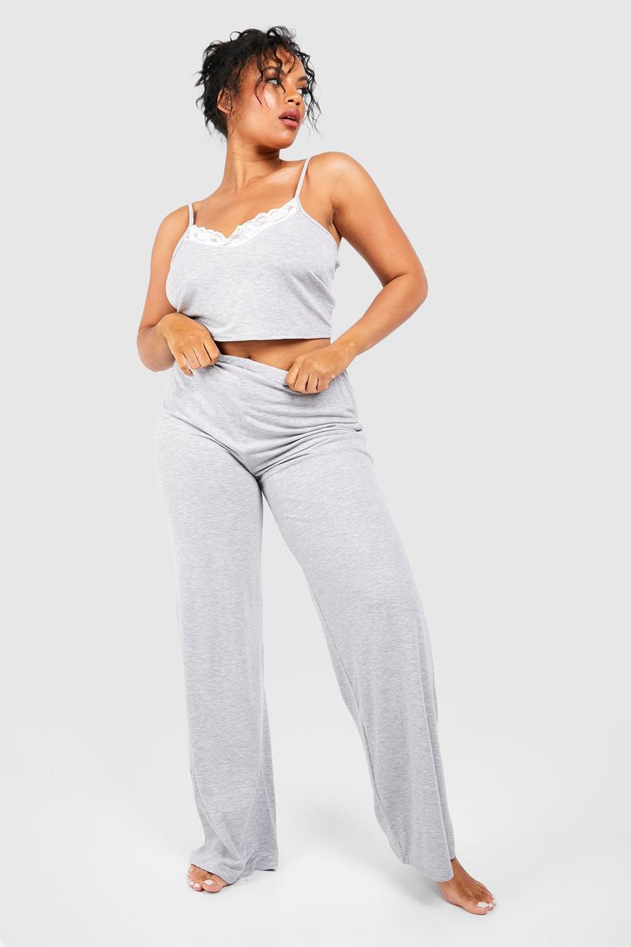 Grey marl Plus Peached Cami And Pants Set image number 1
